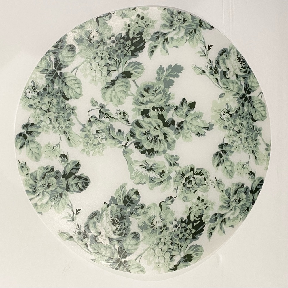 IKEA Set of 6 Floral Placemats Green & White Round Easy Wipe Clean 204.031.90